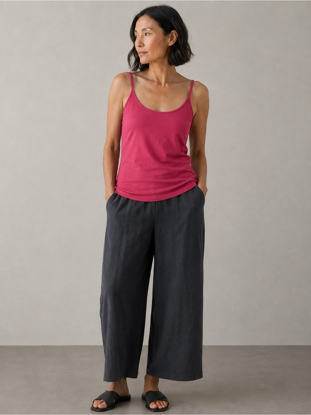 Eileen Fisher Pink Organic Cotton Camisole Tank Top Medium NWOT